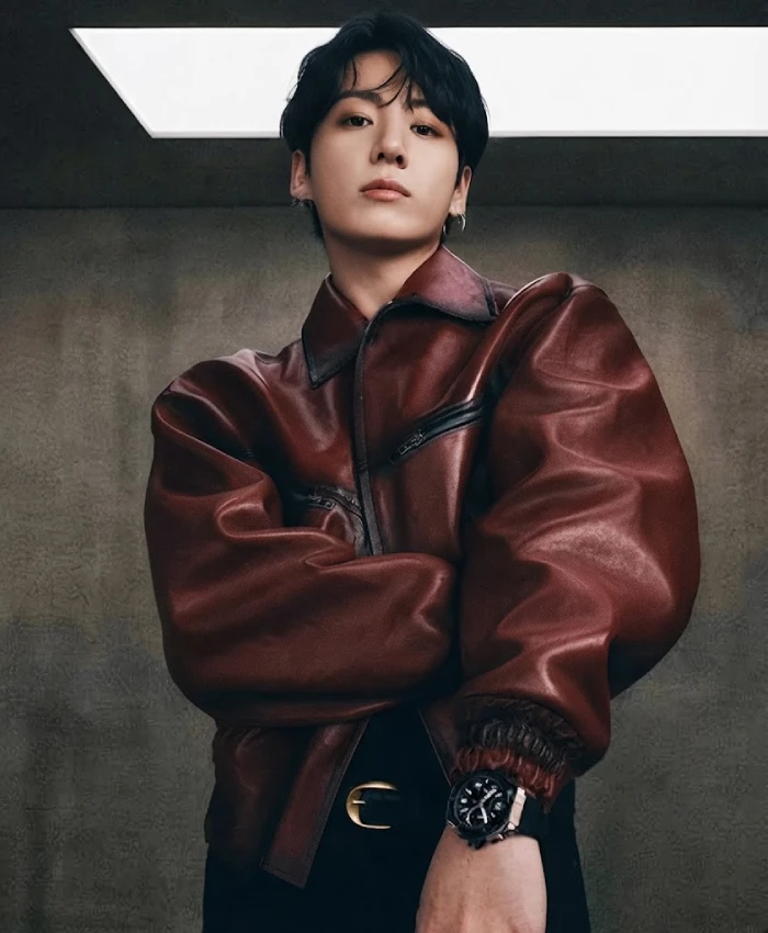 Jungkook 2026 Dark Brown Leather Jacket