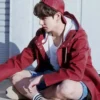 Jungkook BTS Hooded Brown Leather Jacket Sale