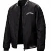 Jungkook x Calvin Klein Black Satin Varsity Bomber Jacket For Men and Women