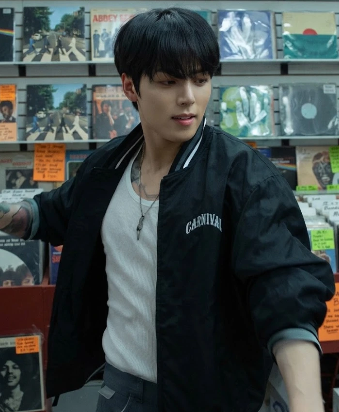 Jungkook x Calvin Klein Black Varsity Bomber Jacket For Men and Women