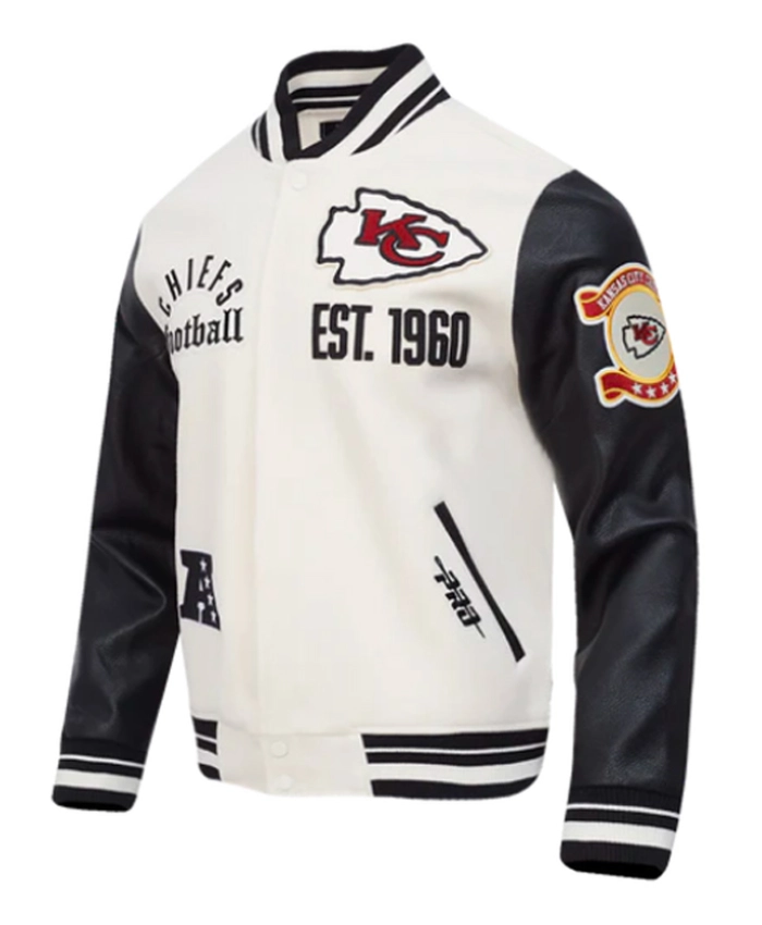 Kansas City Chiefs Black and White Wool Varsity Jacket