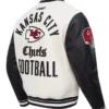 Kansas City Chiefs Modern Originals Classic Rib Black and White Wool Varsity Jacket On Sale