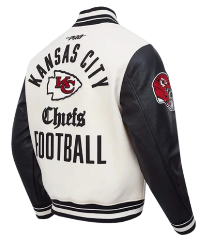 Kansas City Chiefs Modern Originals Classic Rib Black and White Wool Varsity Jacket On Sale