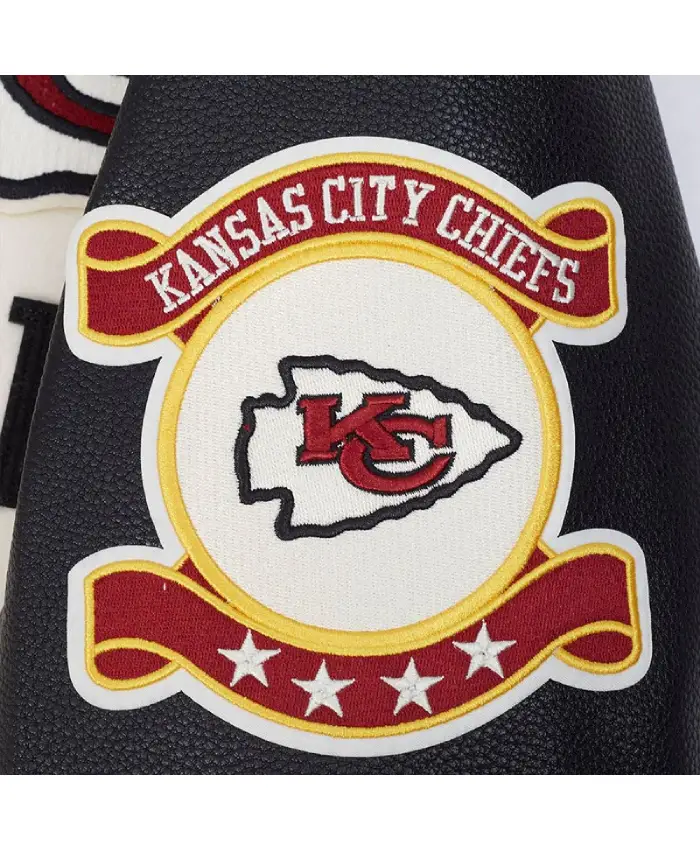 Kansas City Chiefs Modern Originals Classic Rib Black and White Wool Varsity Jacket