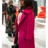 Kimmie TV Series Beauty in Black Taylor Polidore Williams Pink Wool Coat