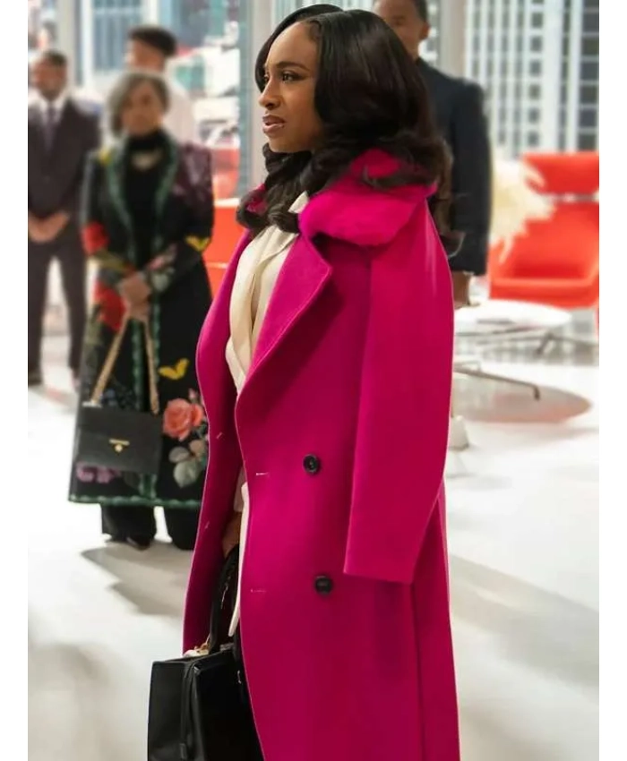 Kimmie TV Series Beauty in Black Taylor Polidore Williams Pink Wool Coat