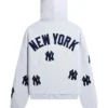 Kith New York Yankees Vintage Braxton Zip Up Gray Fleece Hoodie