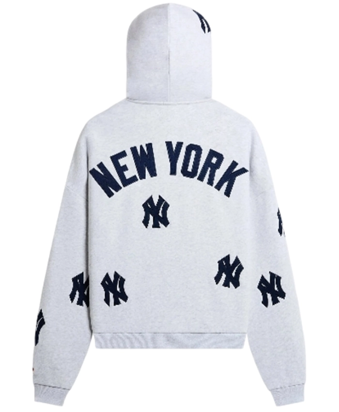 Kith New York Yankees Vintage Braxton Zip Up Gray Fleece Hoodie