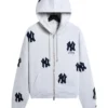 Kith New York Yankees Vintage Braxton Zip Up Gray Hoodie