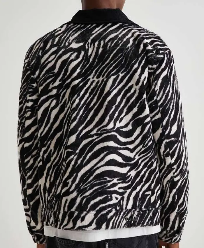 Kola Bokinni TV Series Ted Lasso Isaac McAdoo Zebra Print Zip Black and White Jacket