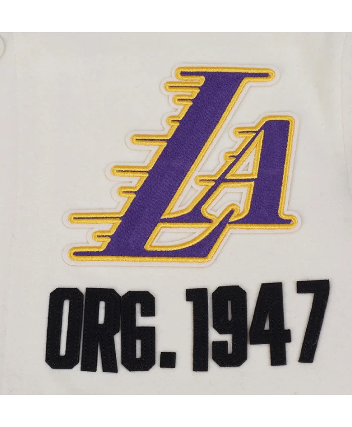 LA Lakers Modern Originals Classic Rib Leather Varsity Jacket