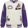 LA Lakers Modern Originals Classic Rib Wool Leather Varsity Jacket Sale