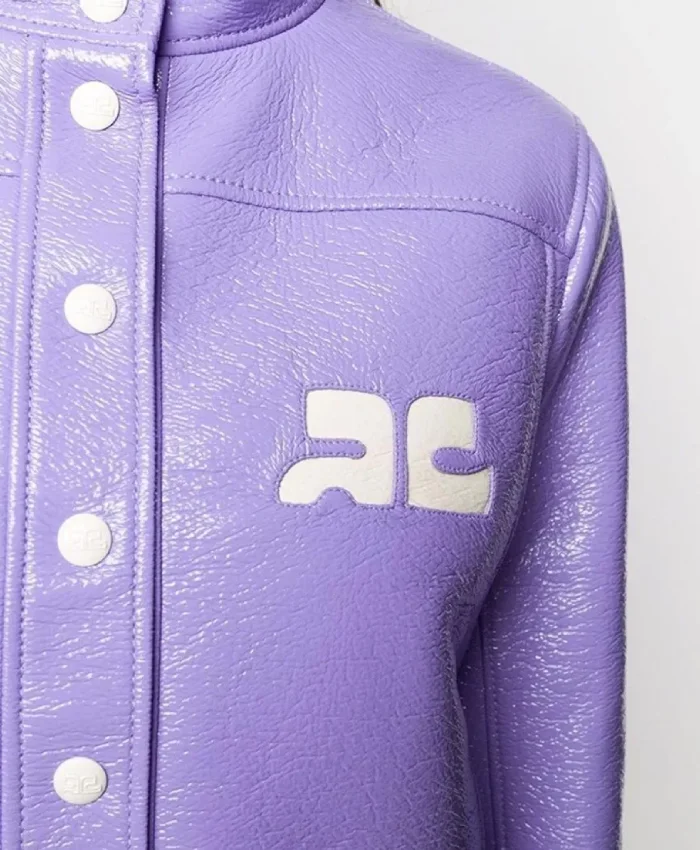 Lily Collins Emily in Paris S02 Emily Cooper Purple Leather Jacket