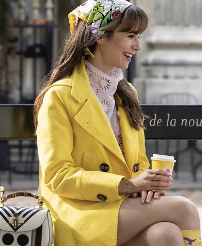 Lily Collins Emily in Paris Season 03 Emily Cooper Double Breasted Coat