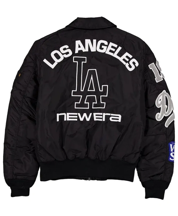 Los Angeles Dodgers Alpha Industries MA 1 Flight Black Satin Jacket