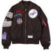 Los Angeles Dodgers Alpha Industries MA 1 Flight Brown Satin Jacket