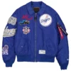 Los Angeles Dodgers Alpha Industries MA 1 Flight Satin Blue Jacket
