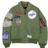 Los Angeles Dodgers Alpha Industries MA 1 Flight Satin Green Jacket