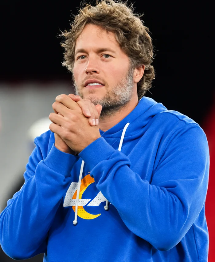 Los Angeles Rams Melbourne 2026 Matthew Stafford Blue Pullover Hoodie