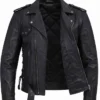 Lucas Asymmetrical Black Motorcycle Leather Jacket For Sale