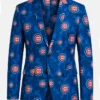 MLB Team All Over Chicago Cubs Team Logo Pattern Blue Suit Jacket