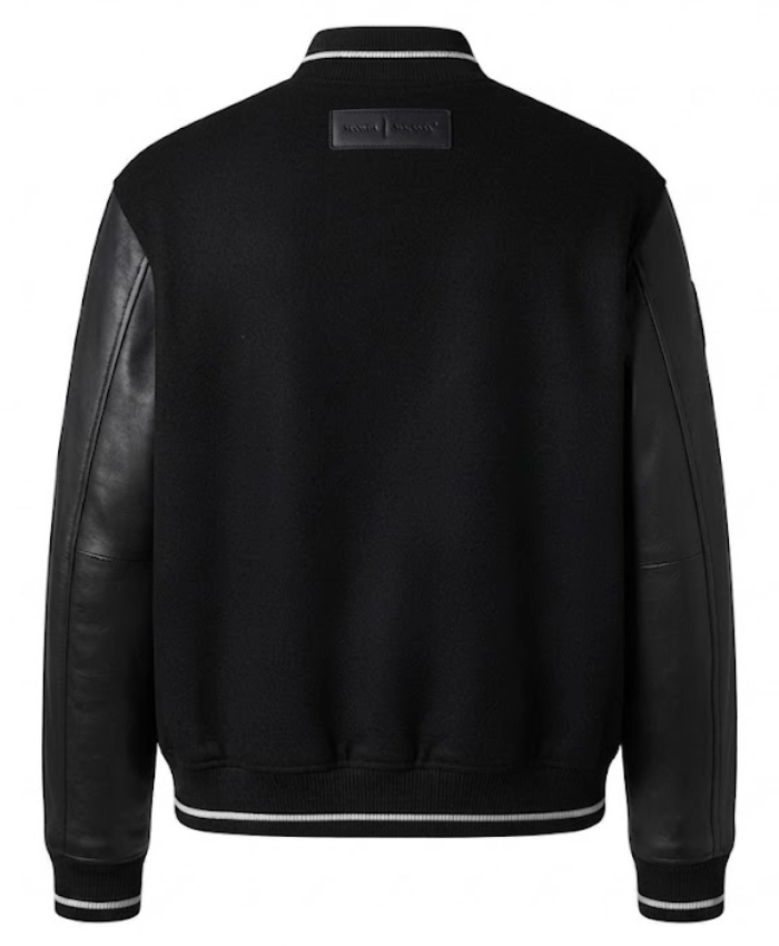 McLaren F1 Team Black Wool Leather Bomber Jacket
