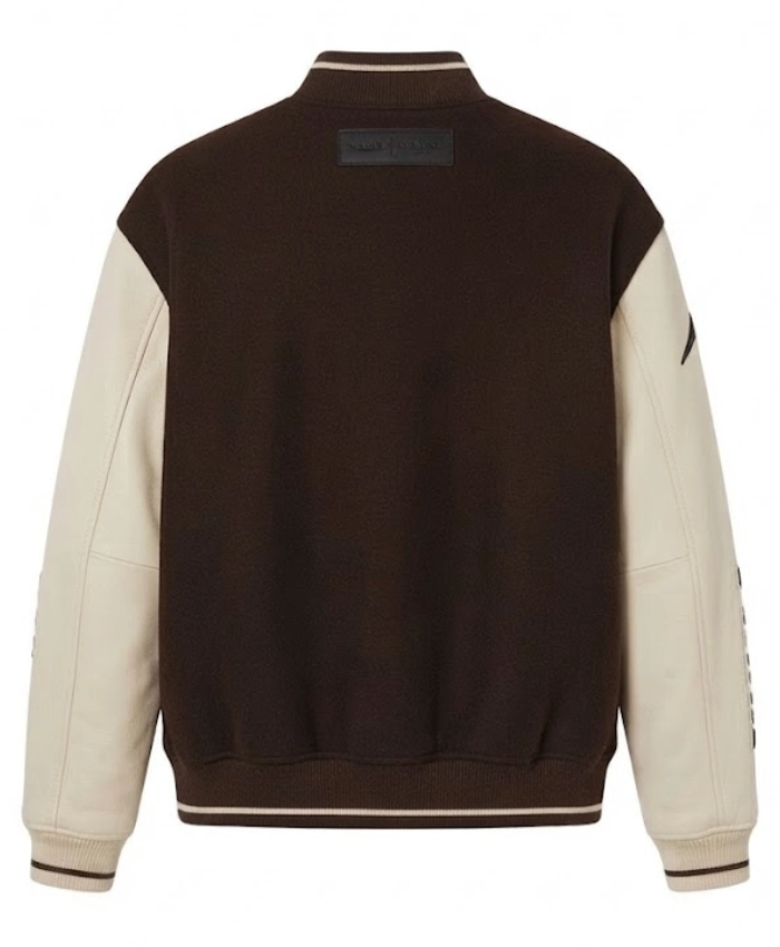 McLaren F1 Team Brown Wool Leather Bomber Jacket