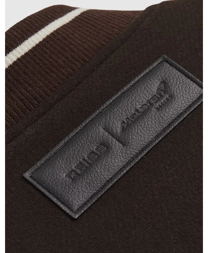 McLaren F1 Team Brown Wool Leather Jacket