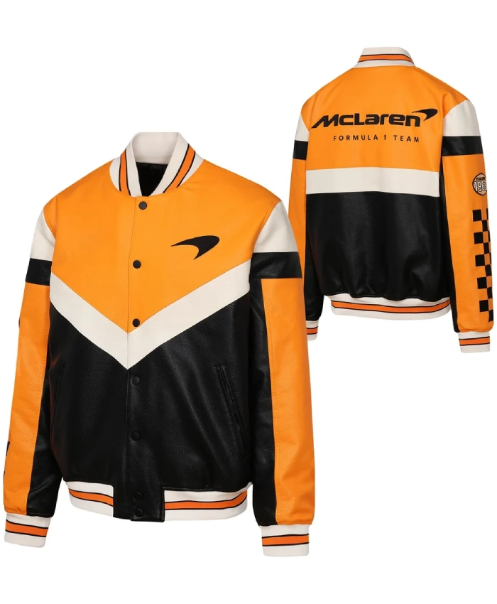 McLaren Racing F1 Turbo Charged Multicolor Leather Jacket for Mens