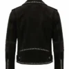 Men And Women Stegaro Black Studded Suede Leather Biker Jacket Sale