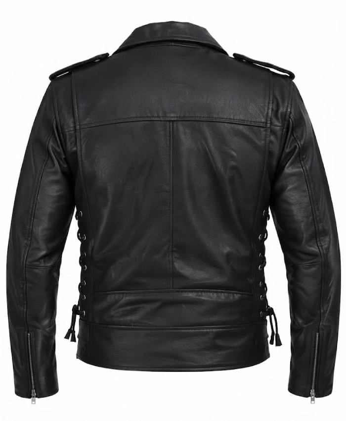 Men Lucas Asymmetrical Black Motorcycle Leather Jacket For Sale