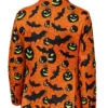 Mens Evil Pumpkin Spider Web and Bats Printed Suit