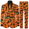 Mens Evil Pumpkin Spider Web and Bats Suit