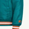 Miami Dolphins Courtside Full Snap Starter Satin Varsity Blue Bomber Jacket