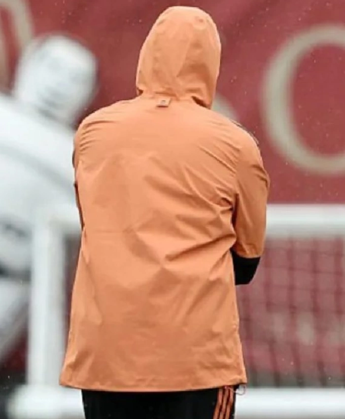 Mikel Arteta UEFA Champions League 202627 League Orange Hooded Jacket Sale