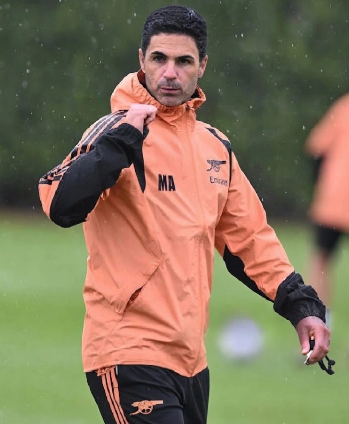 Mikel Arteta UEFA Champions League 202627 League Orange Hooded Jacket