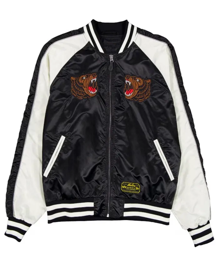 NBA All Star Game 2026 Alpha Industries Souvenir Black And White Satin Jacket