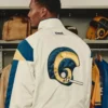 NFL Los Angeles Rams x Elwood Off White Retro Blue And Gold Helmet Windbreaker Jacket
