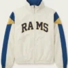 NFL Los Angeles Rams x Elwood Off White Retro Blue And Gold Helmet Windbreaker Track Jacket