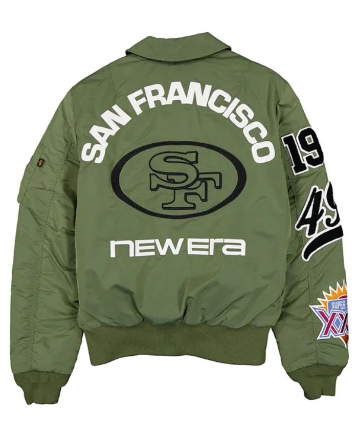 NFL National Football Conference San Francisco 49ers The Bay Area Trolley MA1 Flight Jacket