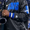 NFL Team Detroit Lions Mike Phillips Black Satin Varsity Jacket Sale