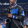 NFL Team Detroit Lions Mike Phillips Satin Varsity Jacket Sale