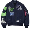 National Football Conference 2026 Seattle Seahawks Emerald City MA 1 Flight Navy Bomber Jacket