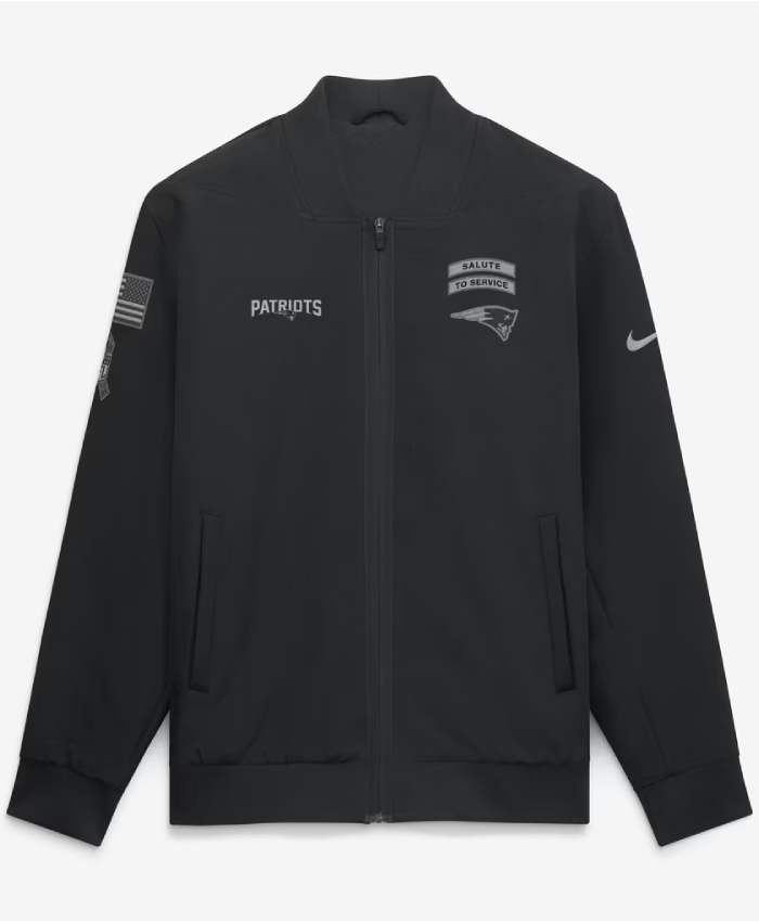 New England Patriots Nike 2026 Salute to Service Sideline Full Zip Bomber Jacket