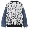 Leopard Print and Typography Cardigan