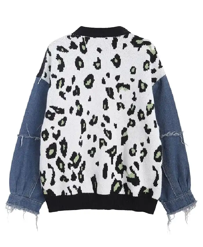 Leopard Print and Typography Cardigan