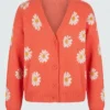 Flower Printed Women Cardigan Sweater