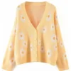 Flower Printed Women Cardigan Sweater