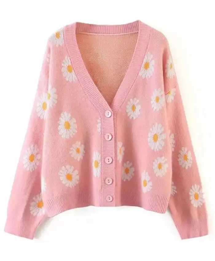 Flower Printed Women Cardigan Sweater