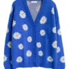 Flower Printed Women Cardigan Sweater